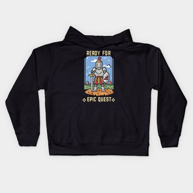 READY FOR EPIC QUESTS funny 8bit retro pixel gaming Kids Hoodie by XYDstore